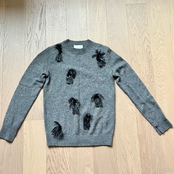 3.1 Phillip Lim Embellished Tassle Grey Crew Neck Sweater - Picture 3 of 8
